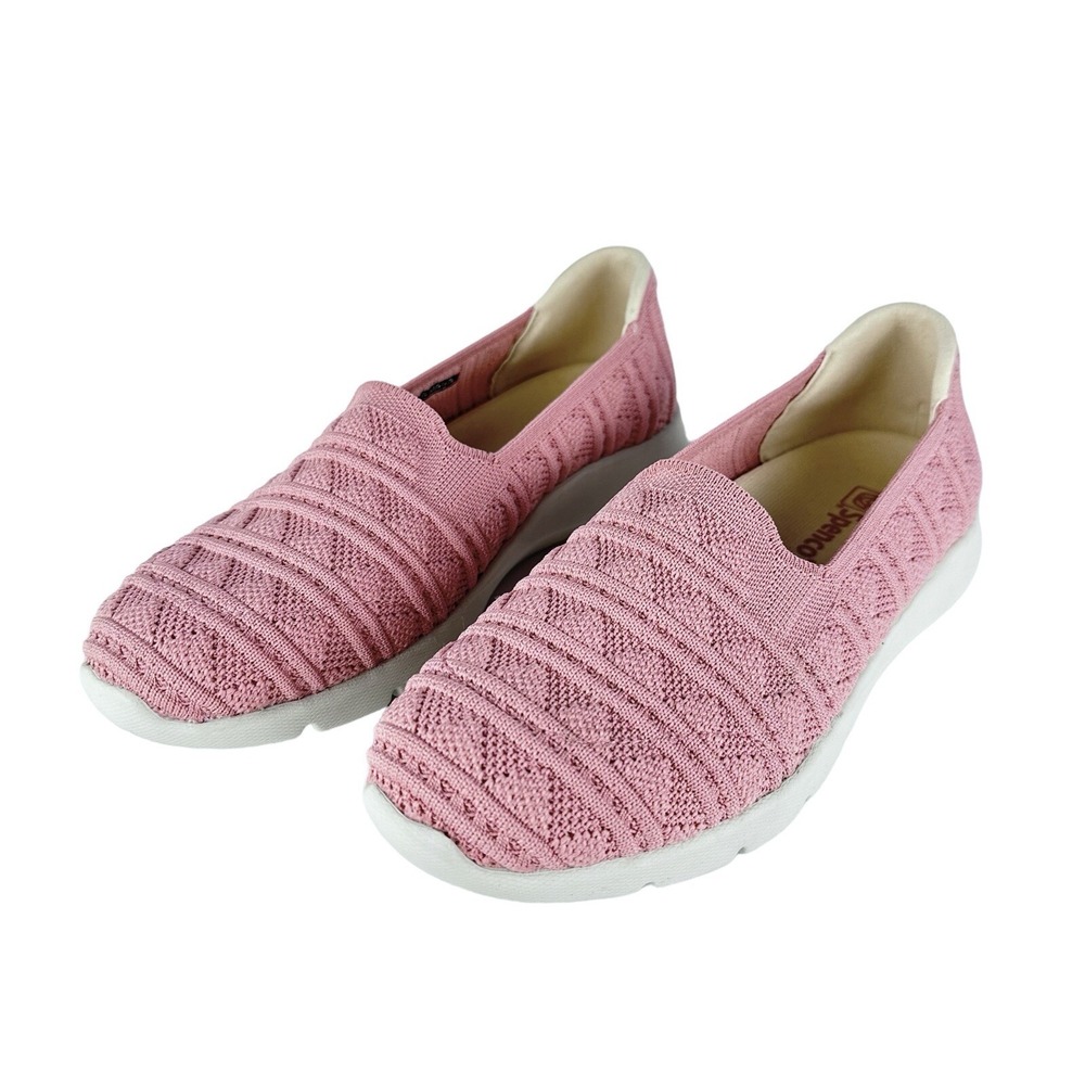 Spenco Women's Size 7 B Loafers Comfort Stretch Crochet Pink Knit‎ Shoes Slip-on - Picture 4 of 6